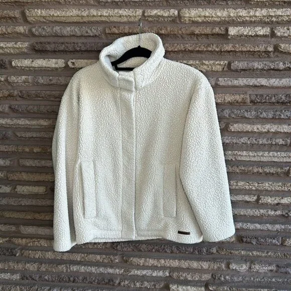 Billabong Ivory Cream Sherpa Fleece Casual Jacket Snaps Size Small - Picture 9 of 9
